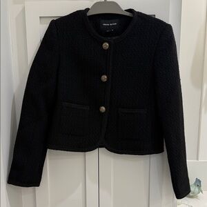 Urban Revivo Black Tweed Short Jacket w/ Gold Buttons & Full Trim Detail